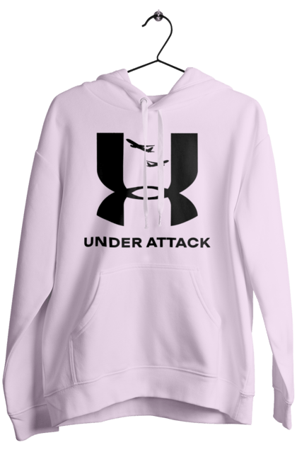 Жіноче худі з принтом "Under Attack black". Андер армор, бренди, гумор, приколи, прикольні, ундер армор. 2070702
