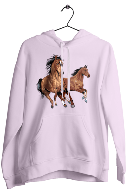 Жіноче худі з принтом "Коні біжуть". Грива, кінь, коні, скачуть, тварина. futbolka.stylus.ua