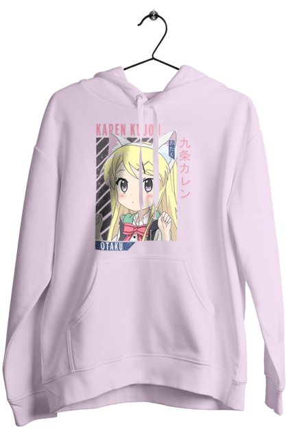 Women's hoodie with prints Kiniro Mosaic Karen Kujo. Anime, gold mosaic, karen, karen kujo, kiniro mosaic, kinmoza, manga. 2070702