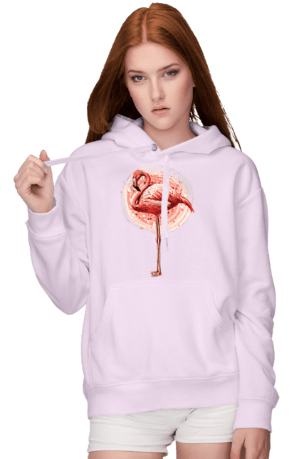 Women`s hoodie with prints Flamingo Art. Animal, flamingo, pink flamingo. 2070702