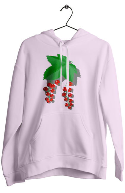 Жіноче худі з принтом "Порічки Червоні". Делікатес, зріла, їжа, листя, літо, порічки, порічки червоні, смачно, смородина, стигла, урожай, червона, червона смородина, ягідка, ягода, ягоди. 2070702