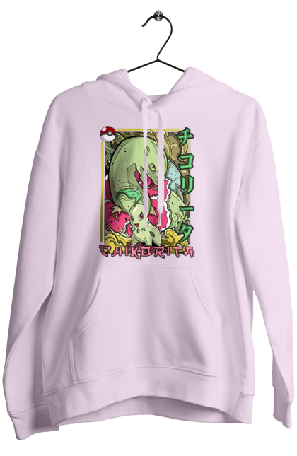 Women's hoodie with prints Pokemon Chikorita. Anime, chikorita, games, nintendo, pokemon, pokemon go. 2070702