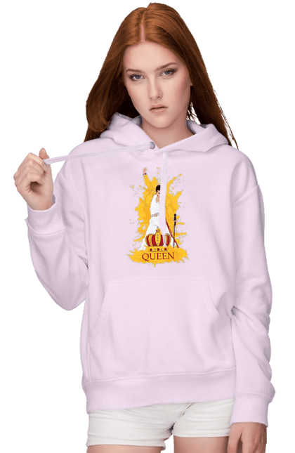 Women's hoodie with prints Freddie Mercury. Freddie mercury, lettering, music, queen, rock, rock band. 2070702