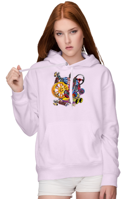Women`s hoodie with prints Carparts. Auto parts, car, carparts, drive, drug, machine, race. 2070702