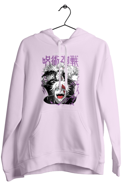 Women's hoodie with prints Jujutsu Kaisen Gojo. Anime, dark fantasy, gojo, jujutsu kaisen, magic battle, manga, mystic. 2070702