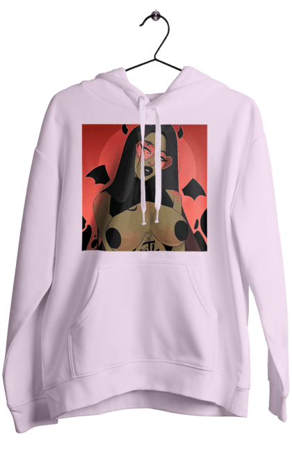 Женское худи с принтом Дьявол С Сиськами. 18, голая, дьявол, сиськи. 2070702