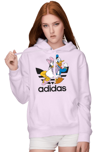 Women's hoodie with prints Adidas Donald Duck. Adidas, animated series, cartoon, daisy duck, donald duck. 2070702