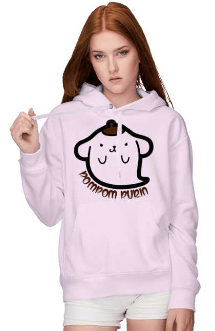 Women's hoodie with prints Hello Kitty Pompompurin. Brand, character, ghost, halloween, hello kitty, pompompurin. 2070702