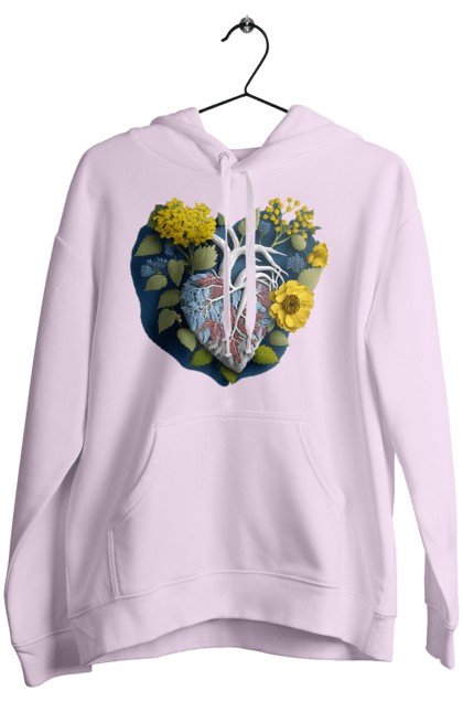 Жіноче худі з принтом "Серце квіти". Люблю україну, перемога україни, серце, символи україни, соняшник, традиції україни, україна. 2070702