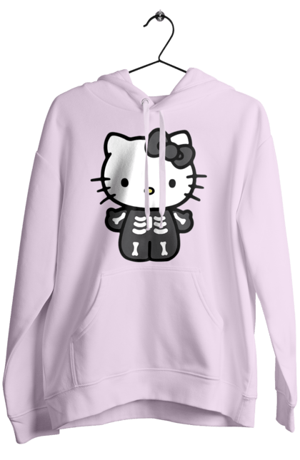 Women's hoodie with prints Hello Kitty Halloween. Brand, character, halloween, hello kitty, kitten, kitty, skeleton, zombie. 2070702