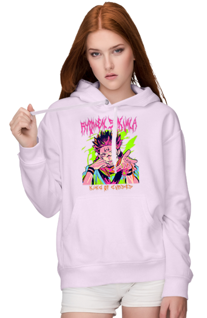 Women's hoodie with prints Jujutsu Kaisen Sukuna. Anime, dark fantasy, jujutsu kaisen, magic battle, manga, mystic, sukuna. 2070702