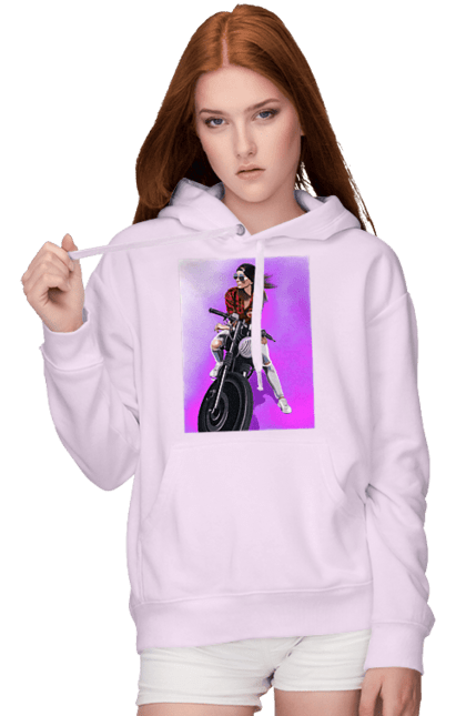 Жіноче худі з принтом "Дівчина Байкер". Байк, байкер, гонка, дівчина, мото, мотор, мотоцикл, поїздка, стиль, стиль життя. 2070702