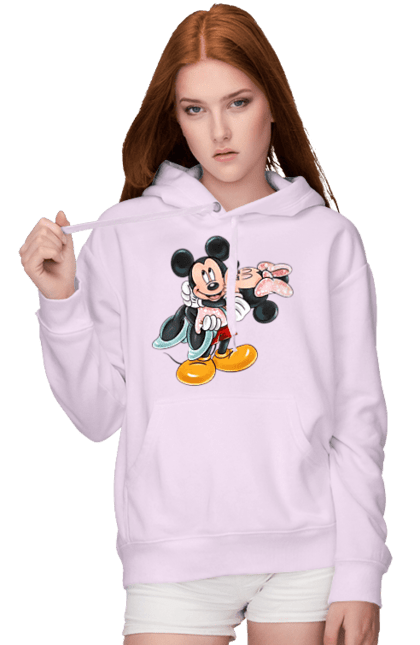 Жіноче худі з принтом "Міккі Маус та Мінні Маус". Mickey mouse, minnie mouse, дісней, міккі, міккі маус, мінні маус, мультфільм. 2070702