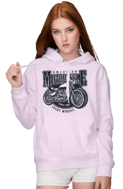 Women`s hoodie with prints Cool vintage motorcycle. America, good, male, motorcycle, motorcycles, retro, stylish, stylishly, vintage, vintage. 2070702