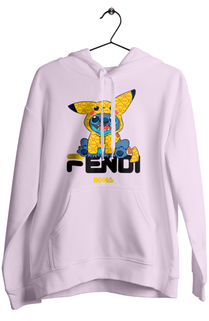 Женское худи с принтом Fendi Стич. Fendi, stich, бренд, дом моды, италия, люкс, мода, стич, сумка, фенди. 2070702