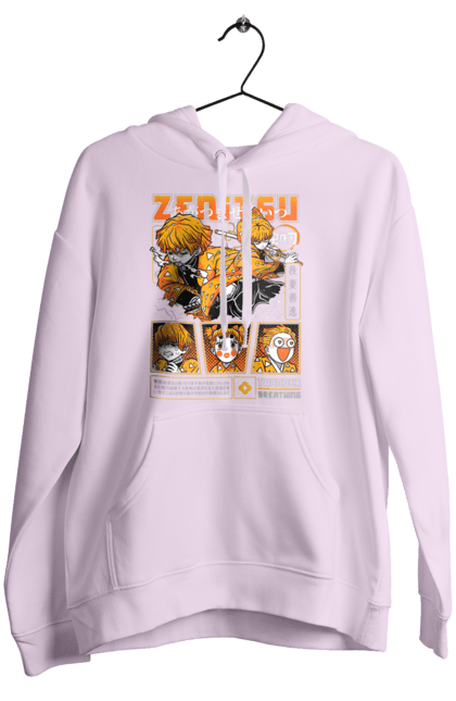 Women's hoodie with prints Demon Slayer Zenitsu. Anime, demon slayer, kimetsu no yaiba, manga, serial, zenitsu, zenitsu agatsuma. 2070702