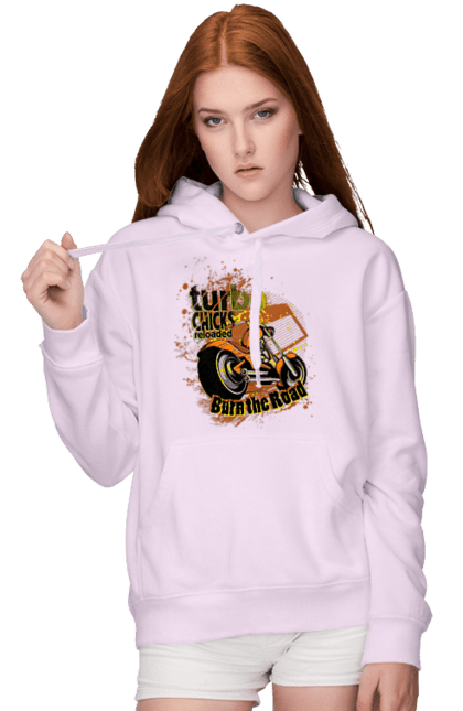 Women`s hoodie with prints Turbo Moped. Moped, riding, speed. 2070702