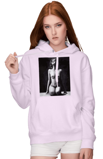 Women`s hoodie with prints Body beauty. Body beauty, breast, female body, women`s breasts. 2070702