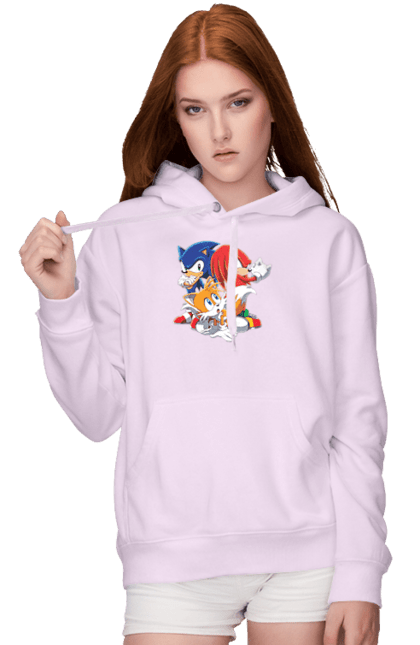 Жіноче худі з принтом "СОНИК". Game, sega, shadow, shadow the hedgehog, sonic, sonic the hedgehog, sonic x, ежик, игра, монетки, сега, соник, шедов. CustomPrint.market