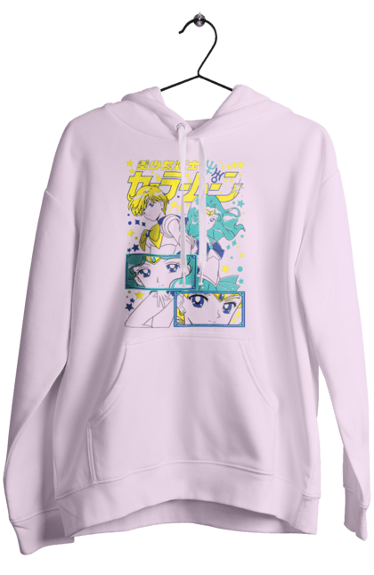 Women's hoodie with prints Sailor Uranus and Neptune. Anime, drama, magical girl, neptune, sailor moon, tv series, uranus. 2070702