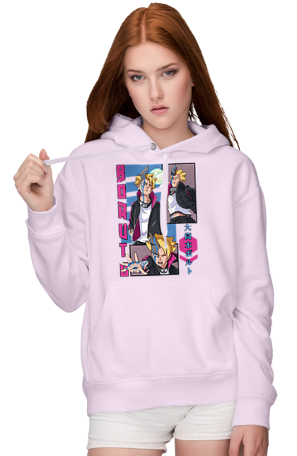 Women's hoodie with prints Boruto. Anime, boruto, enemies, manga, neon, tv series. 2070702