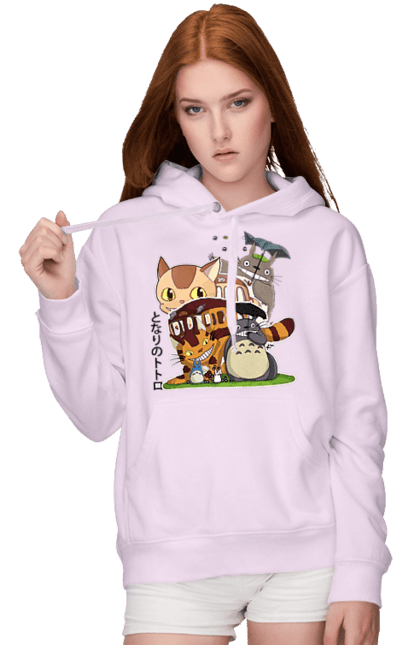 Women's hoodie with prints Totoro. Adventures, anime, comedy drama, fantasy, film, my neighbor totoro, tv series. 2070702