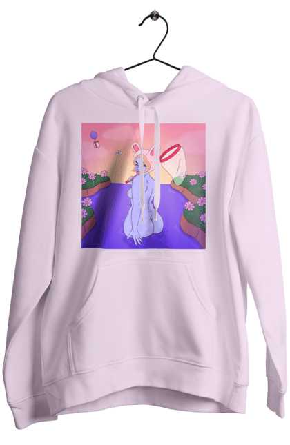 Women`s hoodie with prints Purple Girl On The Hunt. Girl, naked, net. 2070702