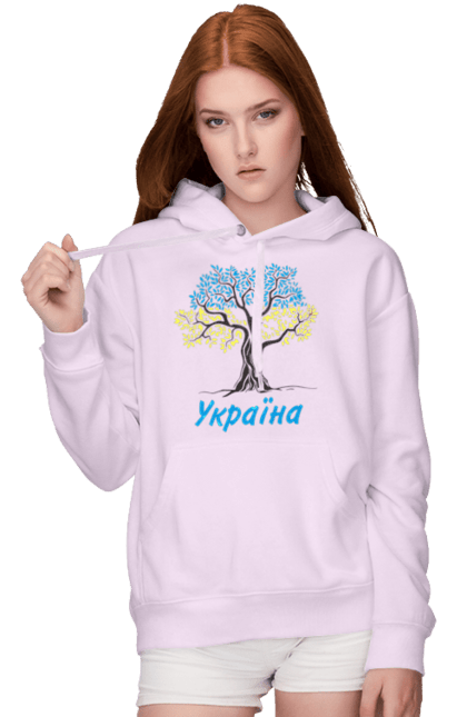 Women`s hoodie with prints Blue yellow tree Ukraine. Blue yellow tree, symbol of ukraine, ukraine, ukrainian symbols, ukrainian tree. 2070702
