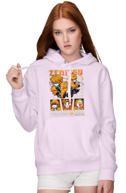 Women's hoodie with prints Demon Slayer Zenitsu. Anime, demon slayer, kimetsu no yaiba, manga, serial, zenitsu, zenitsu agatsuma. 2070702