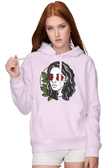 Жіноче худі з принтом "Дівчина З Трояндами На Очах". Дівчина, троянда. 2070702