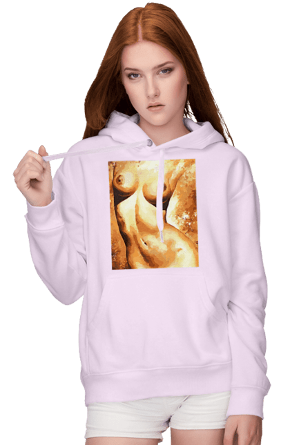 Women`s hoodie with prints Body beauty. Body beauty, breast, female body, women`s breasts. 2070702
