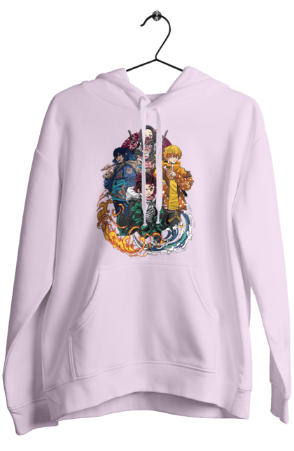 Women's hoodie with prints Demon Slayer. Anime, demon slayer, inosuke, kimetsu no yaiba, manga, serial, tanjiro, zenitsu. 2070702