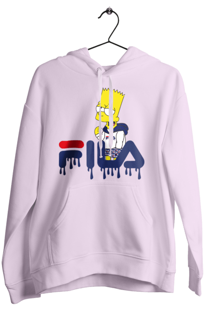 Женское худи с принтом Барт FILA. Bart, simpsons, барт, мультфильм, симпсоны, спорт, спортивная одежда. 2070702