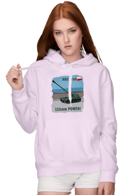 Women`s hoodie with prints 155mm Power! AHS Krab olive. Ahs krab, artillery, crab, howitzer, poland, self propelled. 2070702