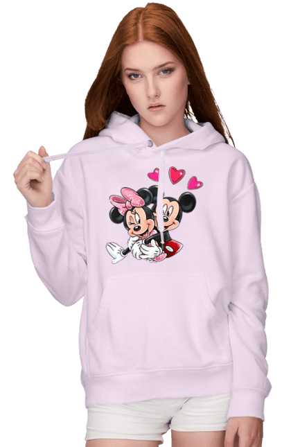 Жіноче худі з принтом "Міккі Маус та Мінні Маус". Mickey mouse, minnie mouse, дісней, міккі, міккі маус, мінні маус, мультфільм. 2070702