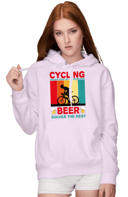 Жіноче худі з принтом "Cycling Beer". Алкоголь, брутальні, велосипед, веселі, для спортсменів, літні, пиво, спорт, чоловічі. 2070702