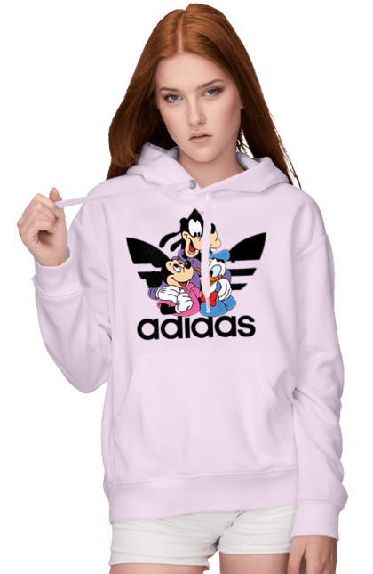 Жіноче худі з принтом "Adidas Міккі Маус". Adidas, mickey mouse, адідас, дісней, міккі, міккі маус, мультфільм. 2070702