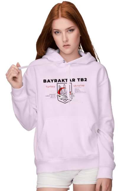 Жіноче худі з принтом "Bayraktar TB2". Bayraktar, caesar, himars, javelin, nlaw, patriot, weapon, zaluzhny. 2070702