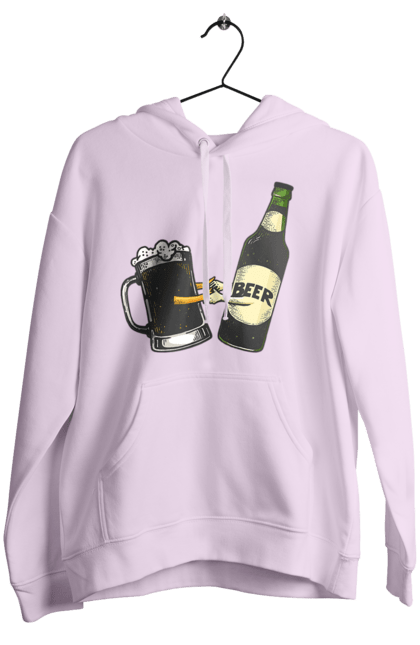 Women`s hoodie with prints Bottle Of Beer With A Glass Of Beer. Beer, bottle, wineglass. 2070702
