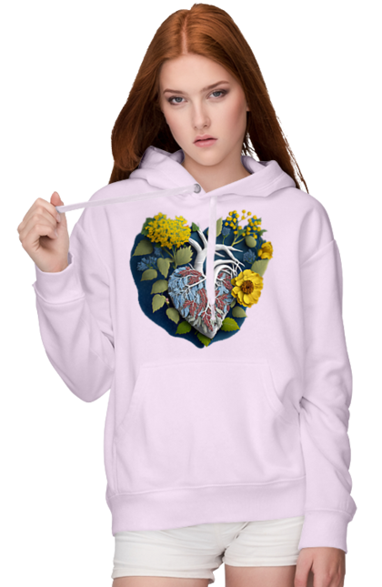 Жіноче худі з принтом "Серце квіти". Люблю україну, перемога україни, серце, символи україни, соняшник, традиції україни, україна. 2070702