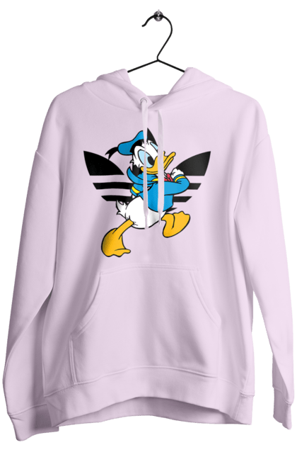 Женское худи с принтом Adidas Дональд Дак. Adidas, daisy duck, donald duck, адидас, дейзи дак, дональд дак, мультсериал, мультфильм. 2070702