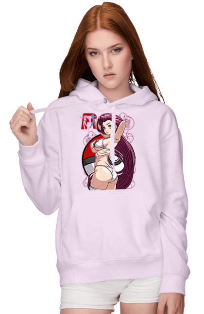 Women's hoodie with prints Pokemon Jessie. Anime, games, jessie, nintendo, pokemon, pokemon go, r command, team rocket. 2070702