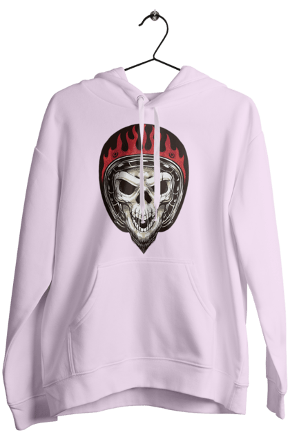 Жіноче худі з принтом "Череп в мотошоломі". Мото, скелет, череп, шолом. 2070702