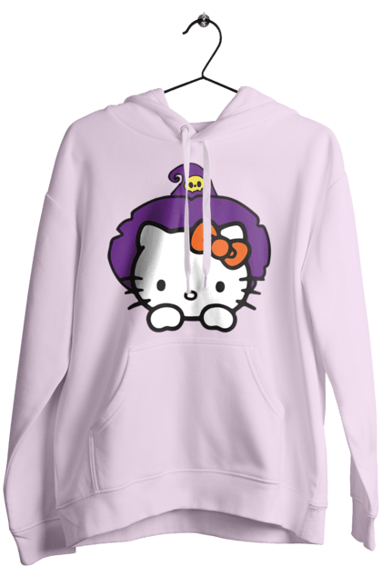 Women's hoodie with prints Hello Kitty Halloween. Brand, cat, character, halloween, hello kitty, kitten, kitty, witch. 2070702