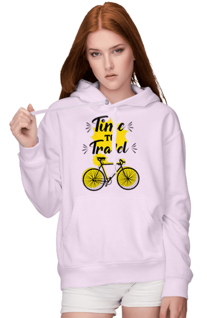 Women`s hoodie with prints Travel Time, Bicycle. Bicycle, time, travel. 2070702