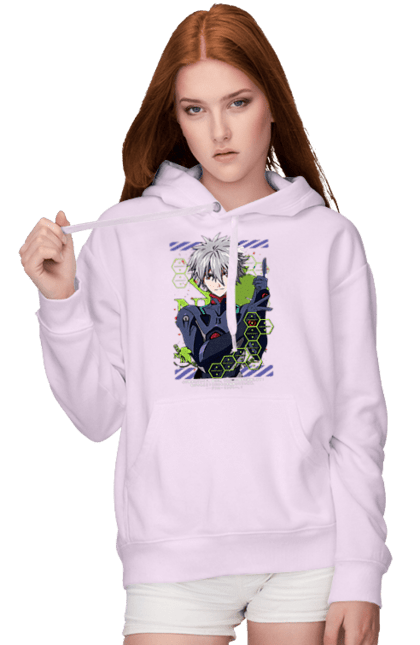 Women's hoodie with prints Evangelion Kaworu. Anime, evangelion, eve, kaworu, kaworu nagisa, manga, neon genesis evangelion, nerve, tv series. 2070702