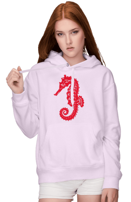 Women`s hoodie with prints Sea Horse. Flowers, sea, sea dwellers, sea horse, summer, summer vacation, vacation. 2070702
