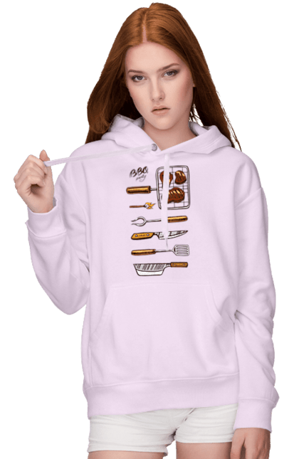 Women`s hoodie with prints Barbecue Party. B-b-q, fry, meat. 2070702