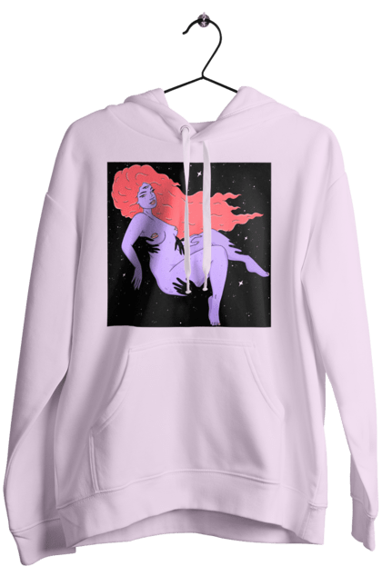 Women`s hoodie with prints Purple Girl In Black Dire. Girl, paw. 2070702