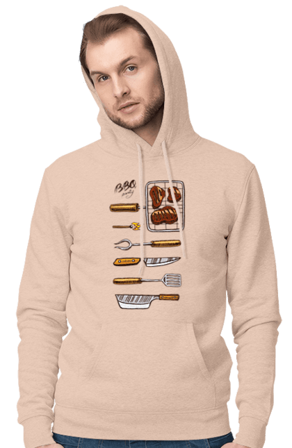 Чоловіче худі з принтом "Барбекю Паті". Барбекю, м`ясо, смажити. 2070702